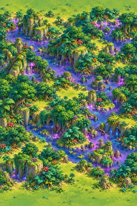 The Verdant Wilds, a region of the Adventure map