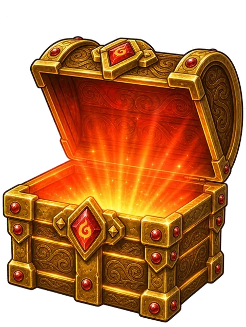 Gold chest: A gold chest, opened