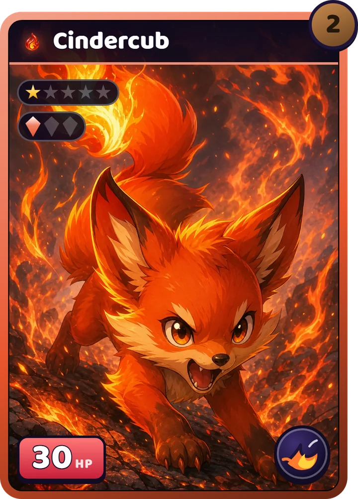 The Cindercub card as it appears in the game