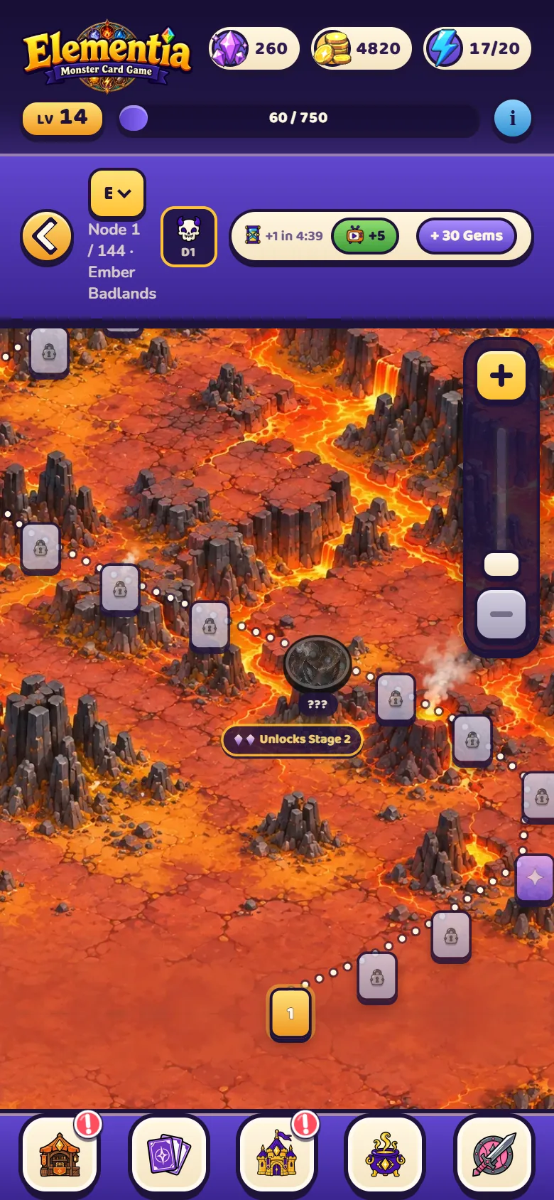 The Adventure map in Elementia